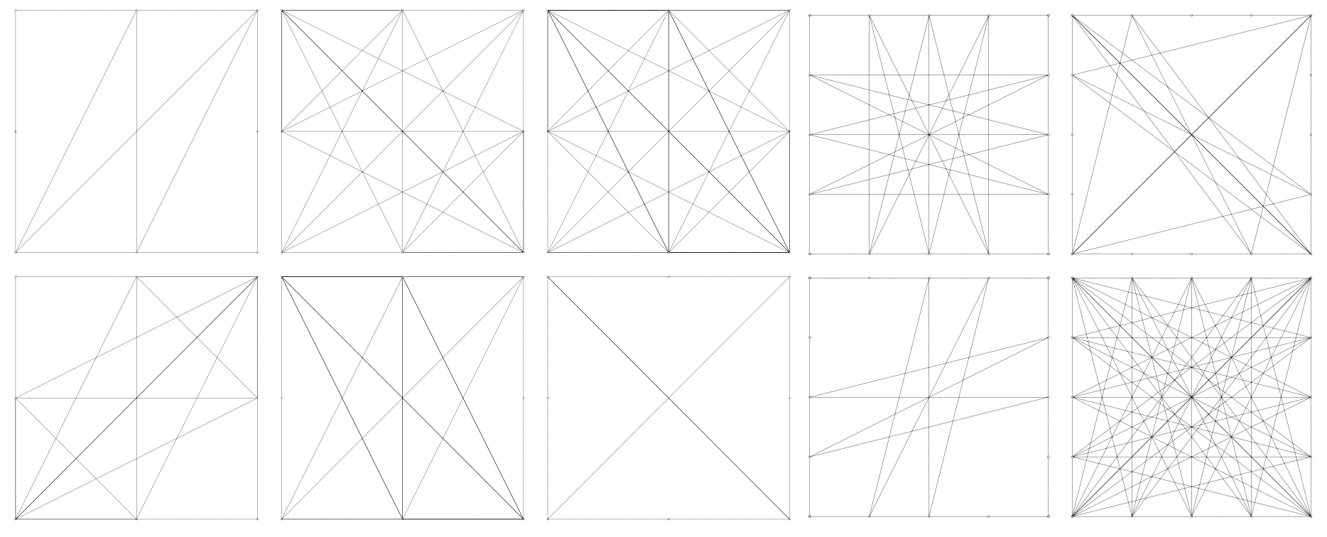 Basic geometries: some of the results of experiments with a 3 × 3 and a 5 × 5 grid