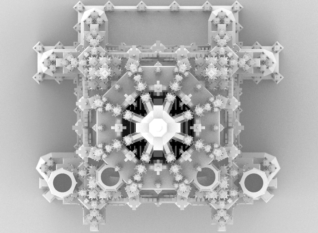 Fractal nature: top view of the 3D model created from the 15th-century plans of the north tower of the Stephanskirche, Vienna
