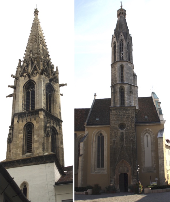The towers in Bratislava and Sopron